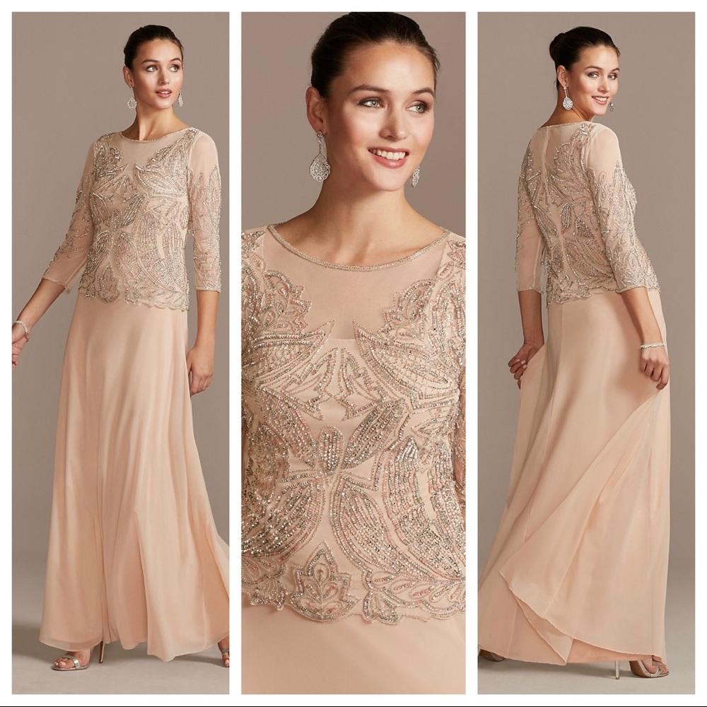 Blush Beaded Formal Evening Dress